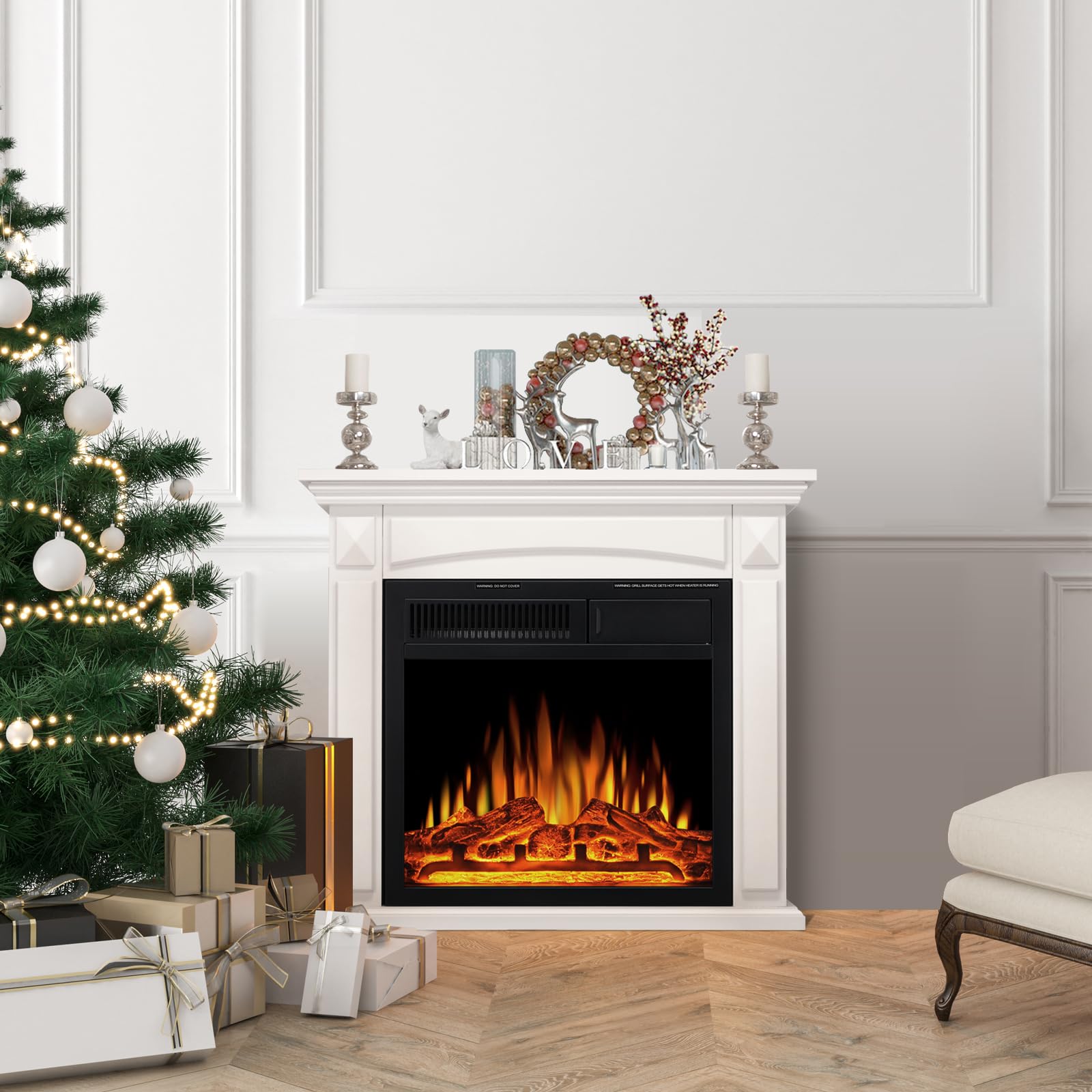 Amazon.com: R.W.FLAME 27” Electric Fireplace Mantel Wooden